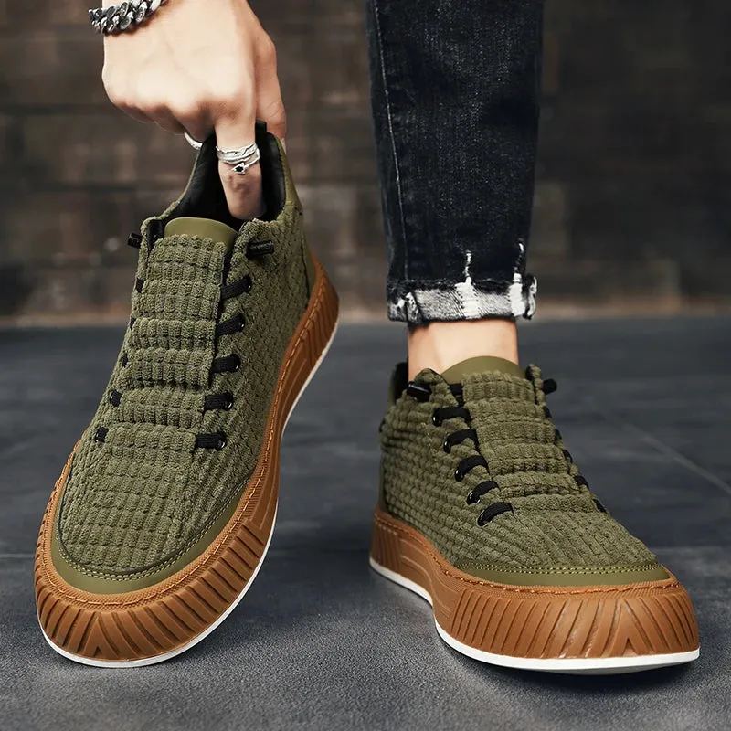 Harajuku Green Casual Designer Suede Shoes