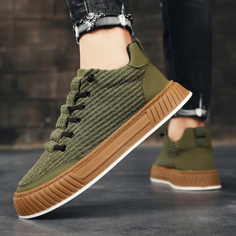 Harajuku Green Casual Designer Suede Shoes