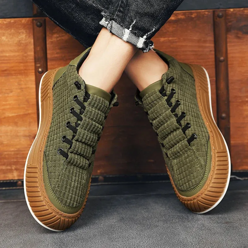 Harajuku Green Casual Designer Suede Shoes