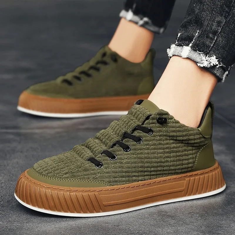 Harajuku Green Casual Designer Suede Shoes