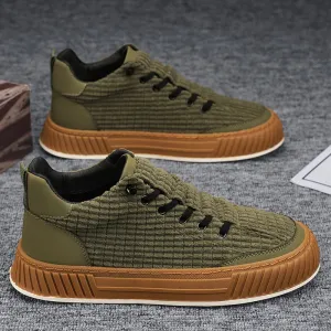 Harajuku Green Casual Designer Suede Shoes