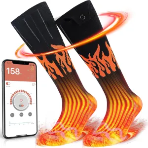 Heated Socks, Rechargeable Heated Socks Women Kids, Battery Powered Socks Electric Socks Foot Warmer with APP Control for Winter Hunting Skiing Hiking (L)