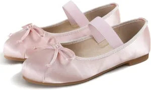 Hee grand Women's Cute Round Toe Ballerina Flats Bowknot Mary Jane Shoes Comfort Dancing Shoes Elegant Satin Dress Shoes