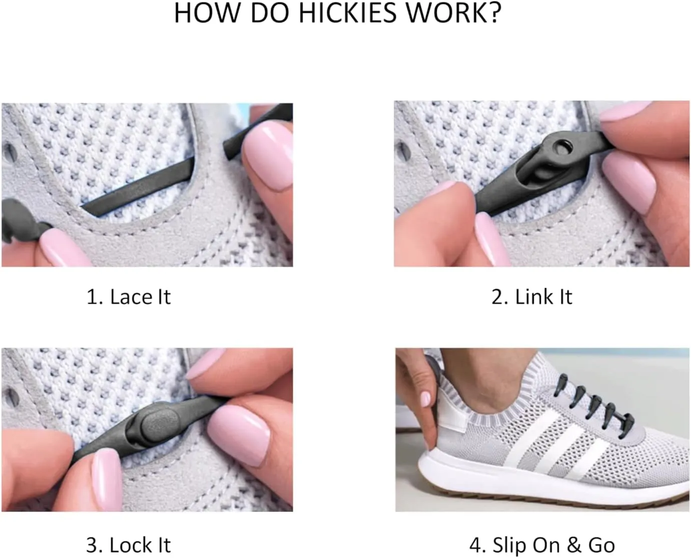 HICKIES No Tie Shoelaces – Elastic, Waterproof, Unisex Shoelaces for Adults, One Size Fits All for Sneakers & Running Shoes