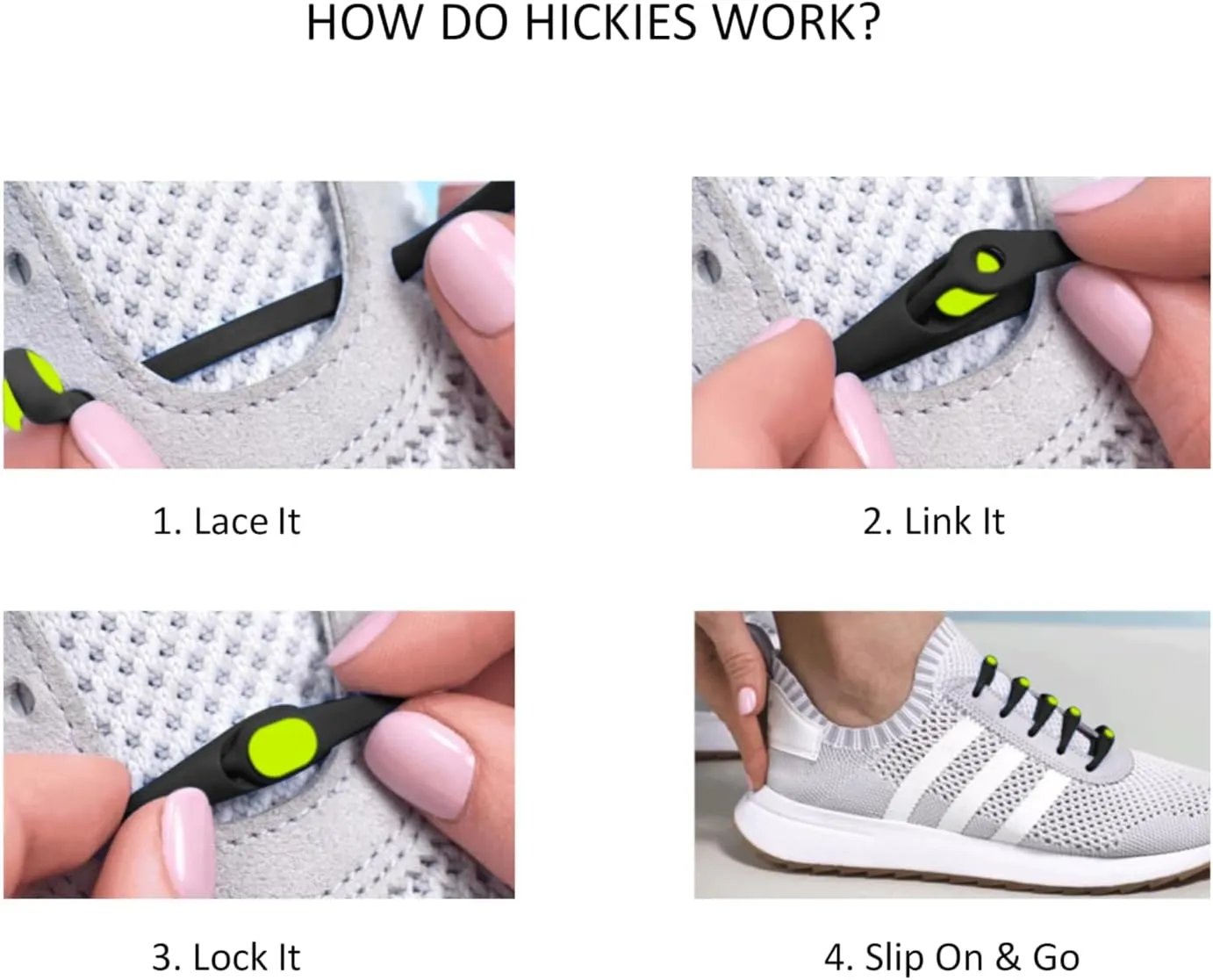 HICKIES No Tie Shoelaces – Elastic, Waterproof, Unisex Shoelaces for Adults, One Size Fits All for Sneakers & Running Shoes
