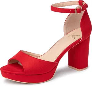 High Heels Chunky Platform Heels for Women Ankle Strap Comfy Open Toe Block Heeled Sandals Party Prom Wedding Dress Pumps