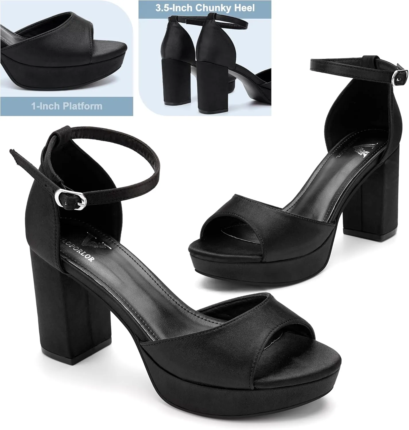 High Heels Chunky Platform Heels for Women Ankle Strap Comfy Open Toe Block Heeled Sandals Party Prom Wedding Dress Pumps