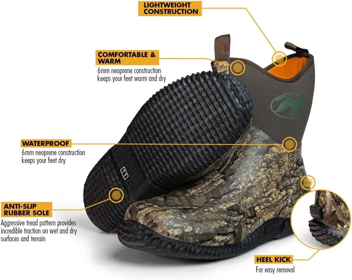 HOT SHOT Duck Commander x Countryman Men’s Hunting Ankle Boot | Durable Neoprene | Waterproof | Lightweight Camouflage Boots