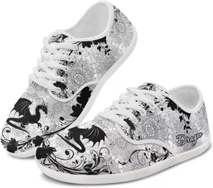 Howilath Boho Mandala Animal Women Barefoot Shoes Casual Shoes Lace up Loafers Running Sneaker with EVA Sole