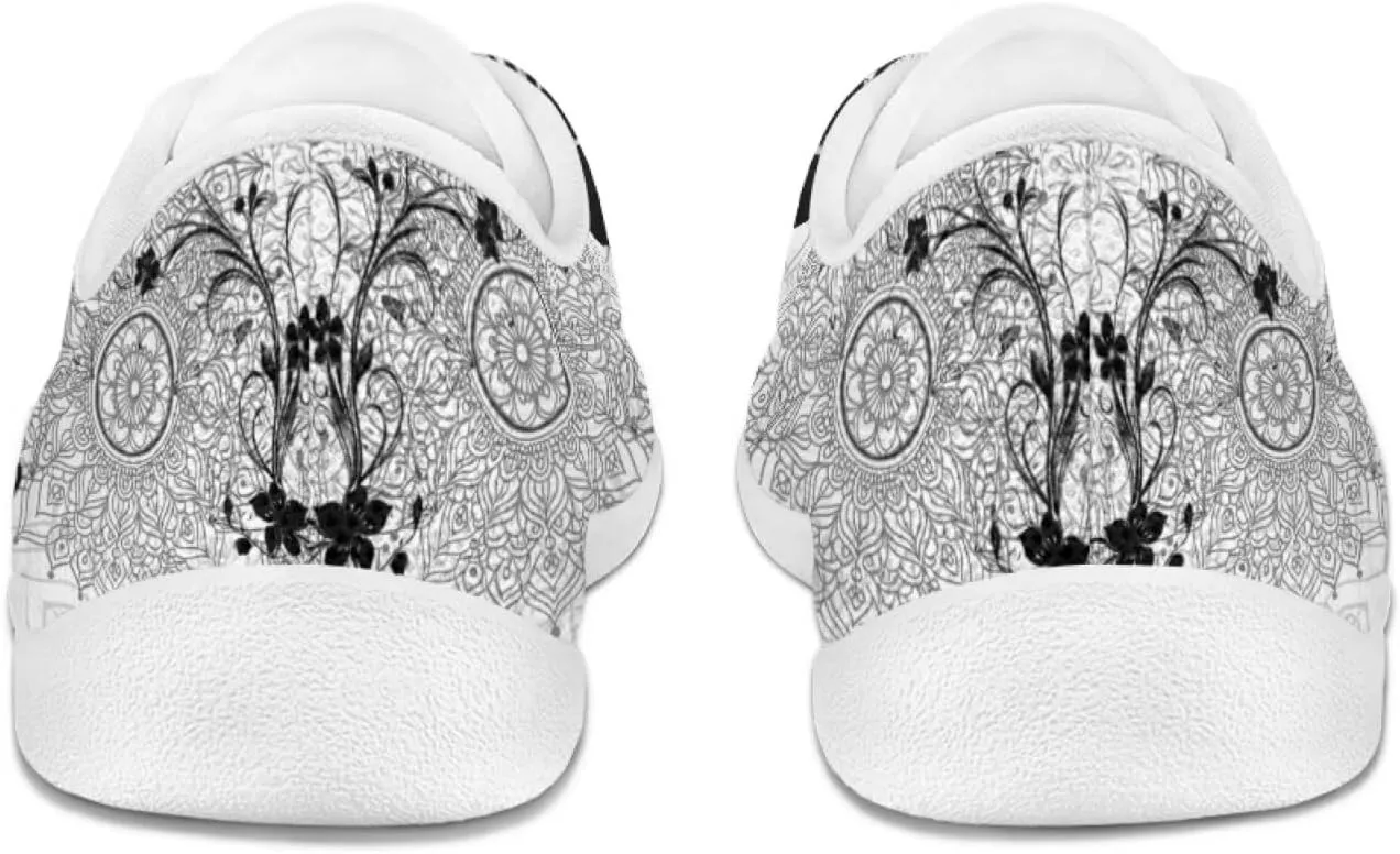 Howilath Boho Mandala Animal Women Barefoot Shoes Casual Shoes Lace up Loafers Running Sneaker with EVA Sole