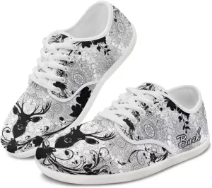Howilath Boho Mandala Animal Women Barefoot Shoes Casual Shoes Lace up Loafers Running Sneaker with EVA Sole