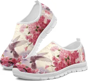 Hummingbird Floral Print Lightweight Walking Shoes for Women Mesh Casual Sneakers Size 5-10.5