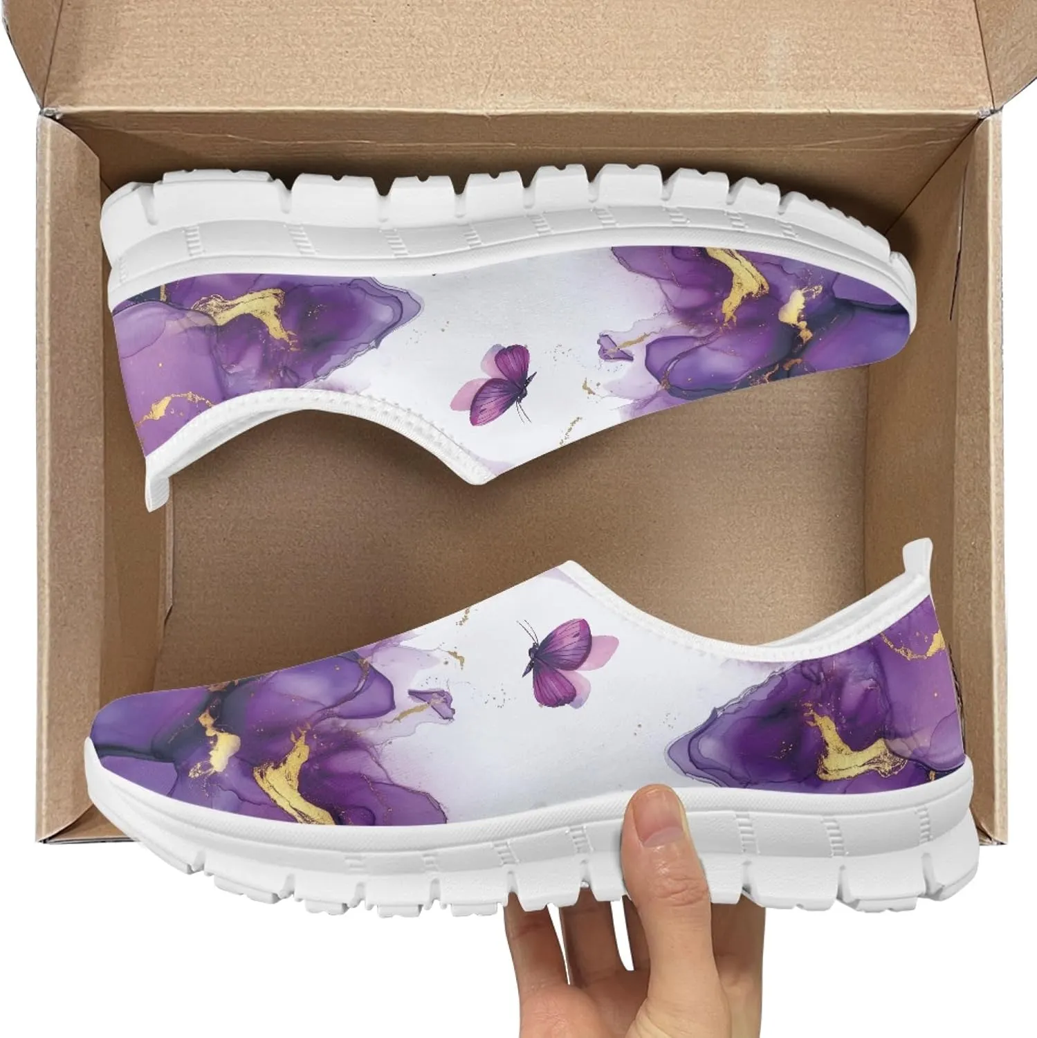 Hummingbird Floral Print Lightweight Walking Shoes for Women Mesh Casual Sneakers Size 5-10.5