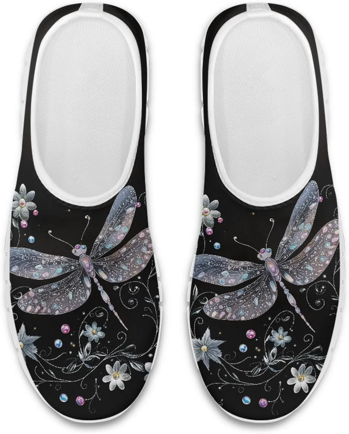 Hummingbird Floral Print Lightweight Walking Shoes for Women Mesh Casual Sneakers Size 5-10.5