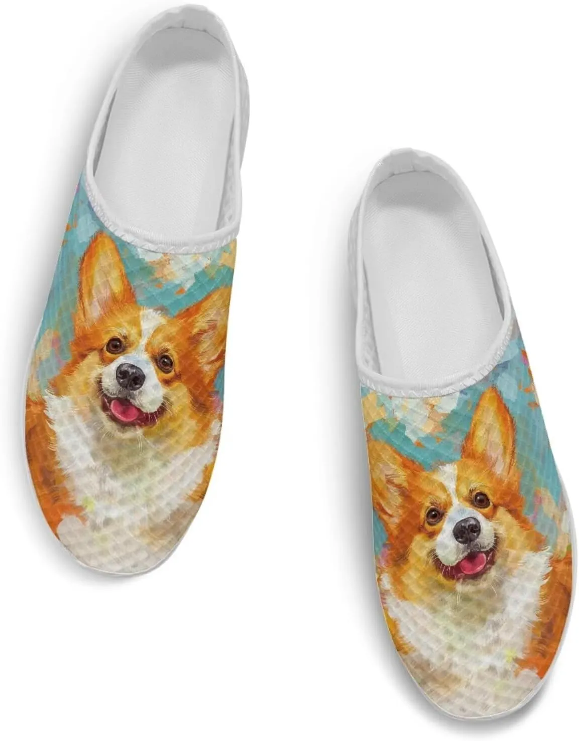 Jeiento Dog Shoes for Women Mesh Breathable Walking Mules Shoes Garden Sneaker Flat Open Back Slip-on Loafers Ladies Slippers