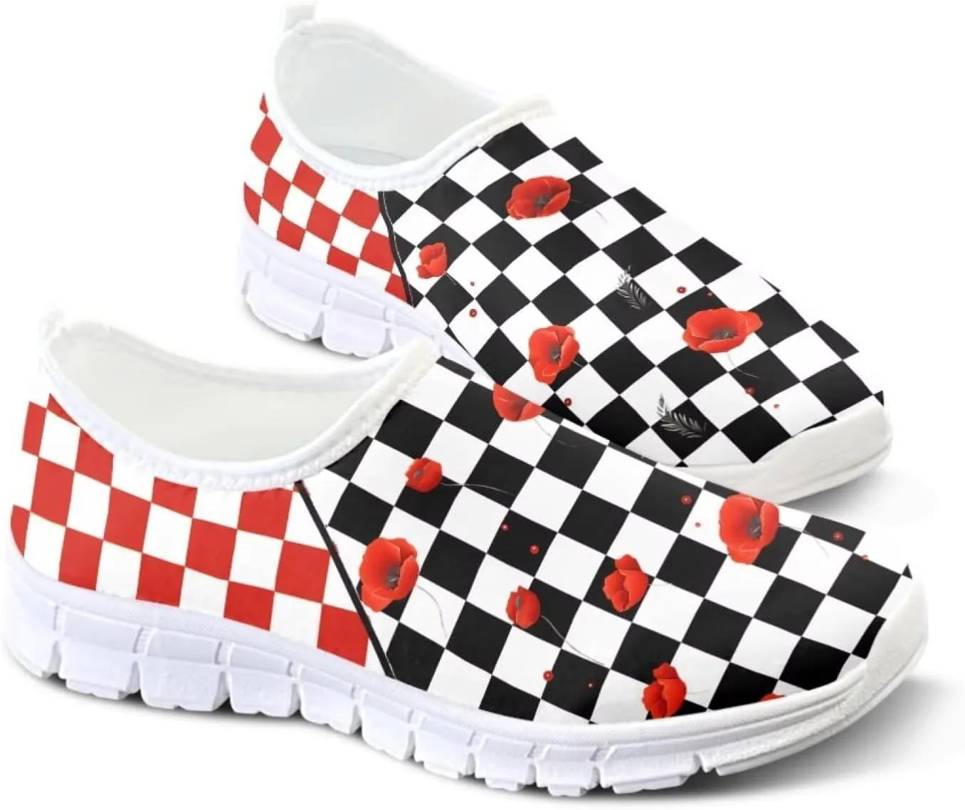 Jeiento Womens Casual Shoes Checkerboard Pattern Fashion Workout Casual Shoes Slip-On Loafers