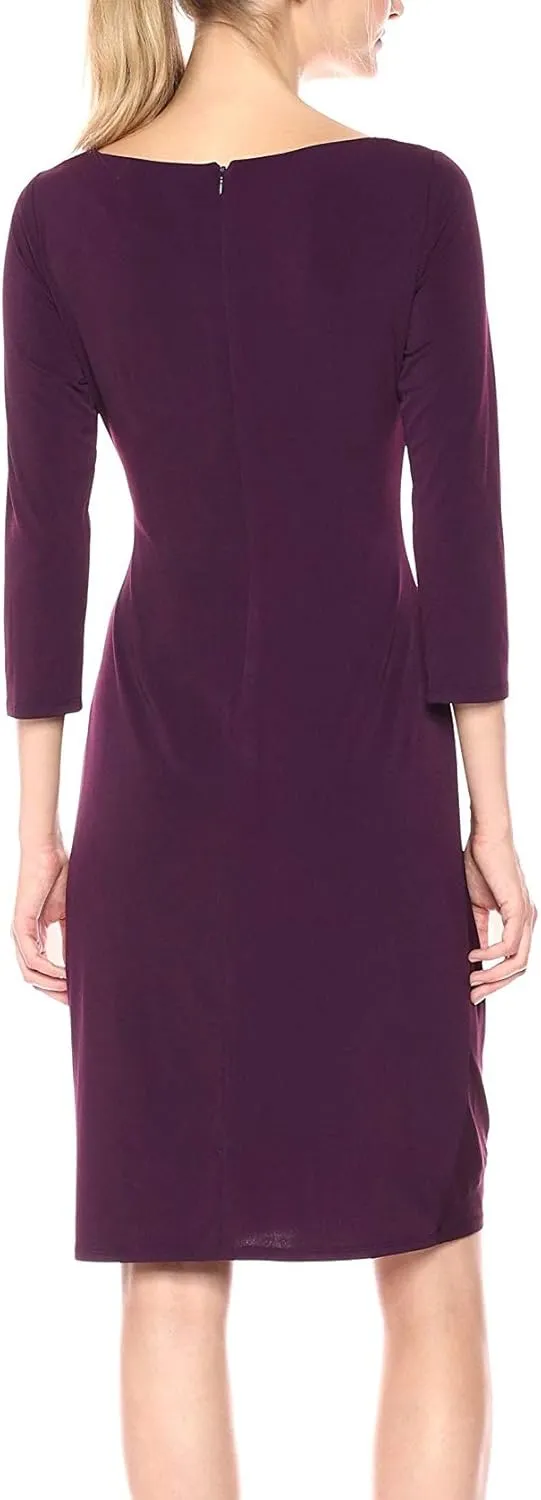 Jessica Howard Women's Tiered Lace Midi Dress with 3/4 Sleeves and Boat Neck