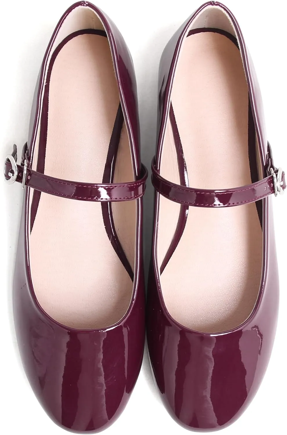 JiangWei Shu Round Toe Flats Dress Mary Jane Shoes Ankle Strap Ballet Flats Comfortable Casual Flats