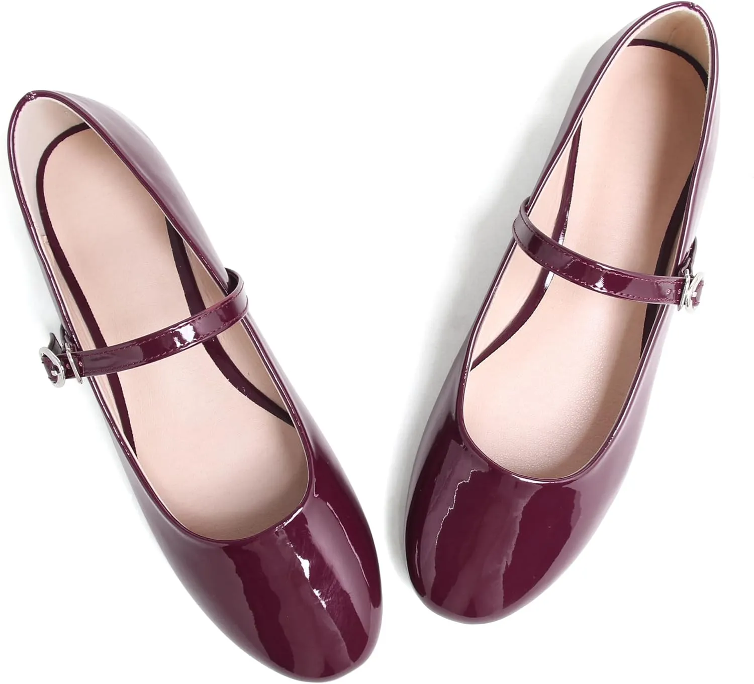 JiangWei Shu Round Toe Flats Dress Mary Jane Shoes Ankle Strap Ballet Flats Comfortable Casual Flats