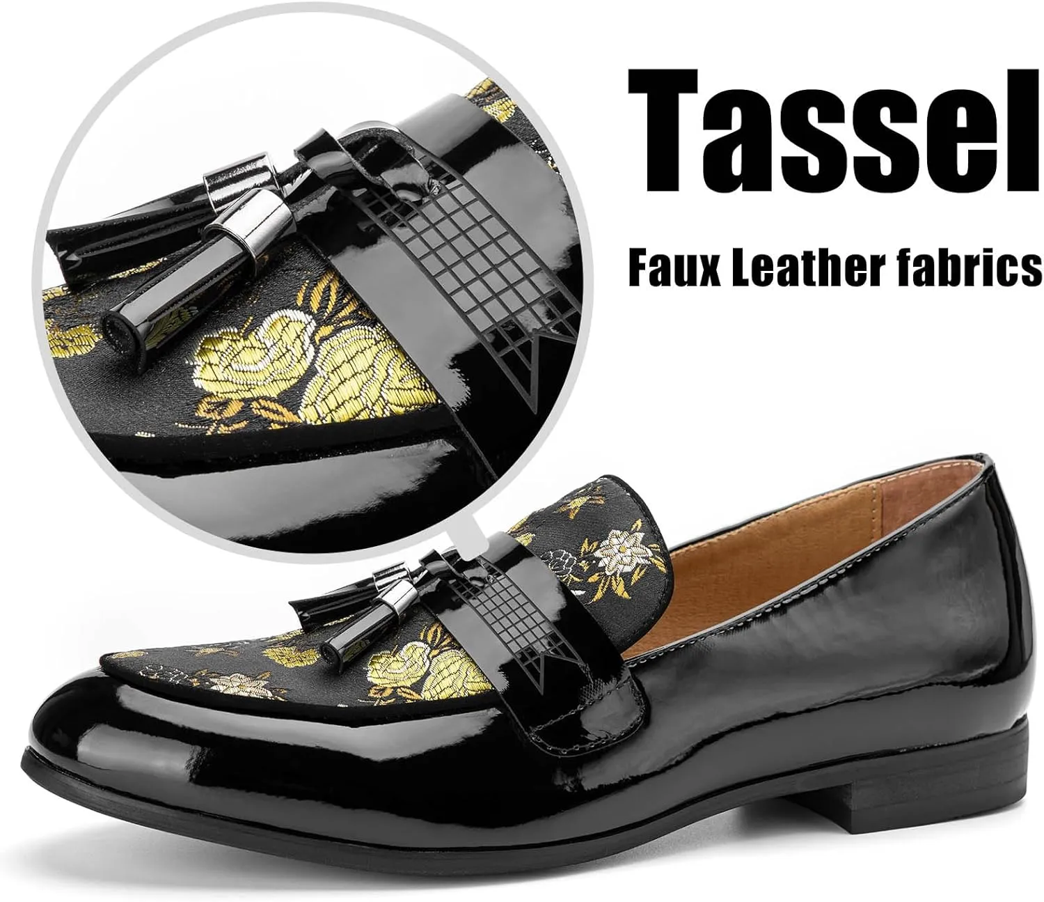 JITAI Mens Leather Shoes Pattern Printing Men's Dress Loafer Shoes Slip-on Casual Loafer Smoking Slipper