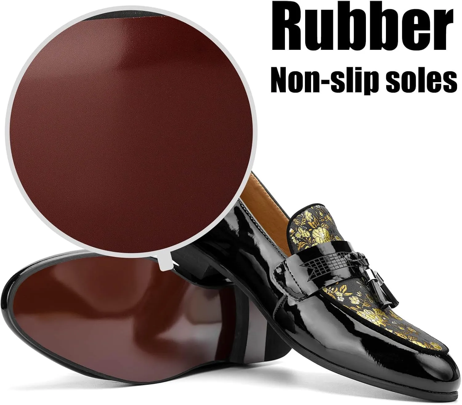 JITAI Mens Leather Shoes Pattern Printing Men's Dress Loafer Shoes Slip-on Casual Loafer Smoking Slipper