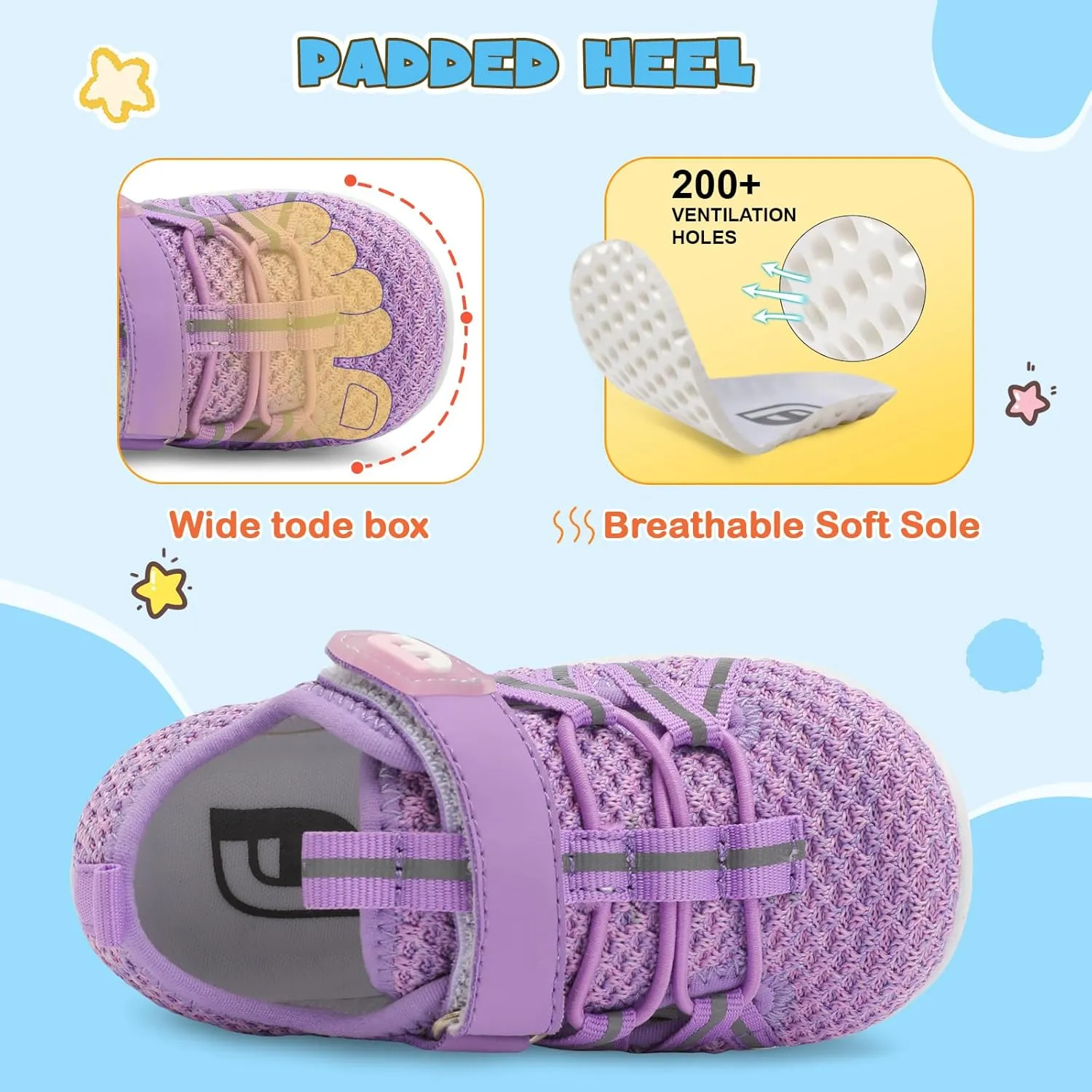JOINFREE Toddler Sandals Boys Girls Breathable Closed Toe Water Beach Sandals Kids Wide Barefoot Summer Water Shoes Baby Walking Sneakers