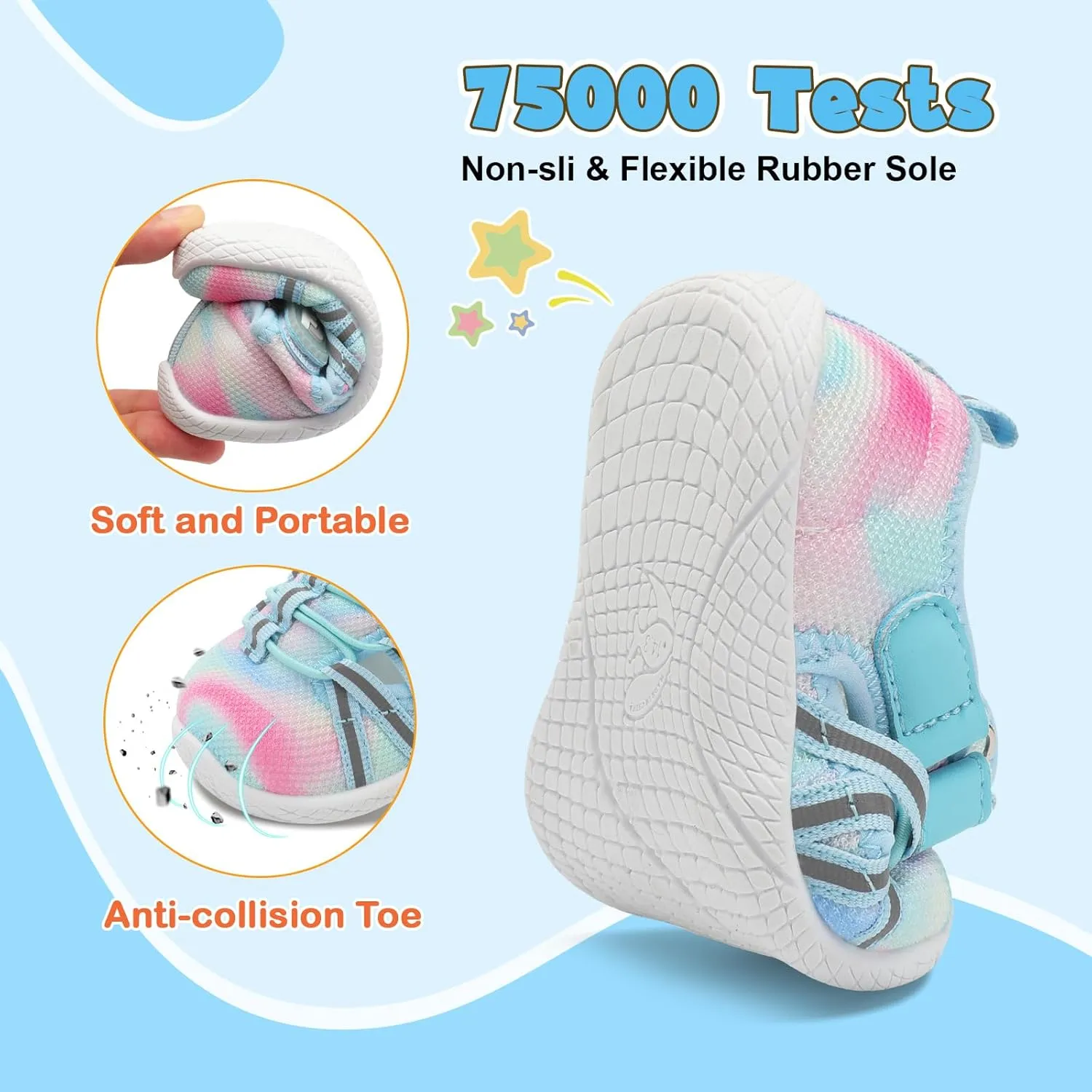 JOINFREE Toddler Sandals Boys Girls Breathable Closed Toe Water Beach Sandals Kids Wide Barefoot Summer Water Shoes Baby Walking Sneakers