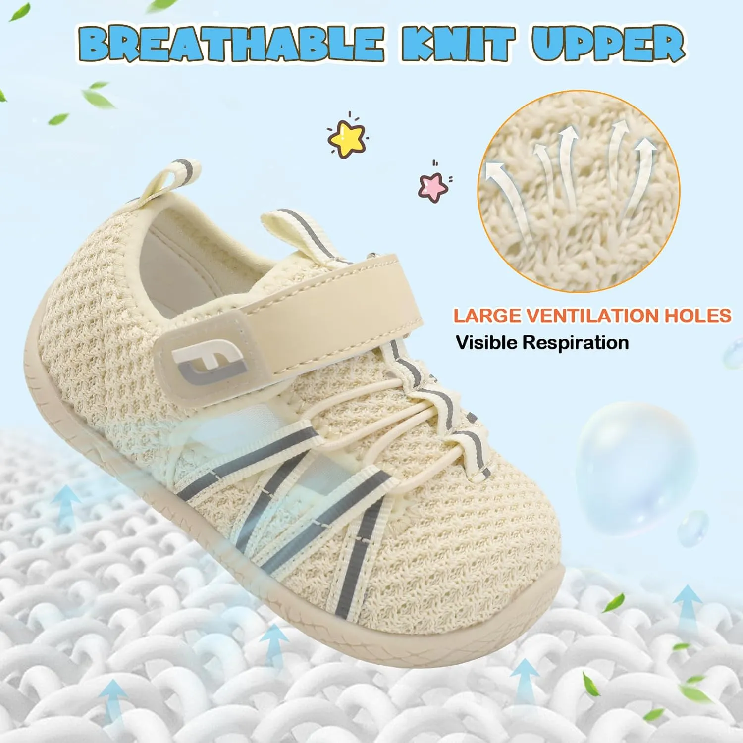 JOINFREE Toddler Sandals Boys Girls Breathable Closed Toe Water Beach Sandals Kids Wide Barefoot Summer Water Shoes Baby Walking Sneakers