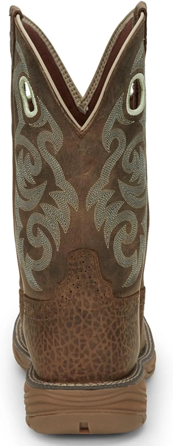 Justin Men's Rush 11" Western Work Boots Wide Square Toe