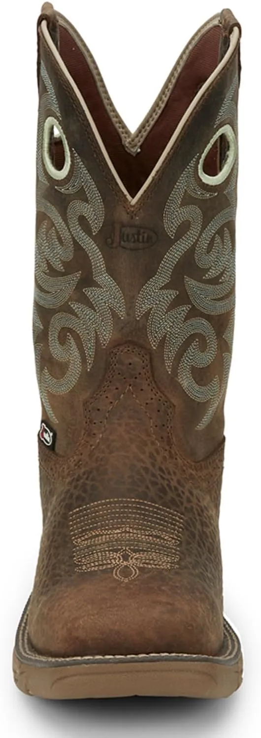 Justin Men's Rush 11" Western Work Boots Wide Square Toe