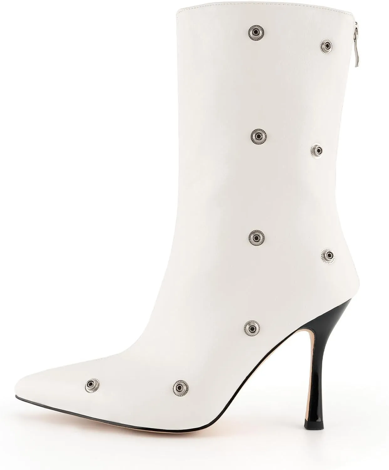KaroNairy Womens Stiletto High Heel Ankle Boots Sexy Pointed Toe Short Bootie 3.66In Heels Boots Party Shark Boots