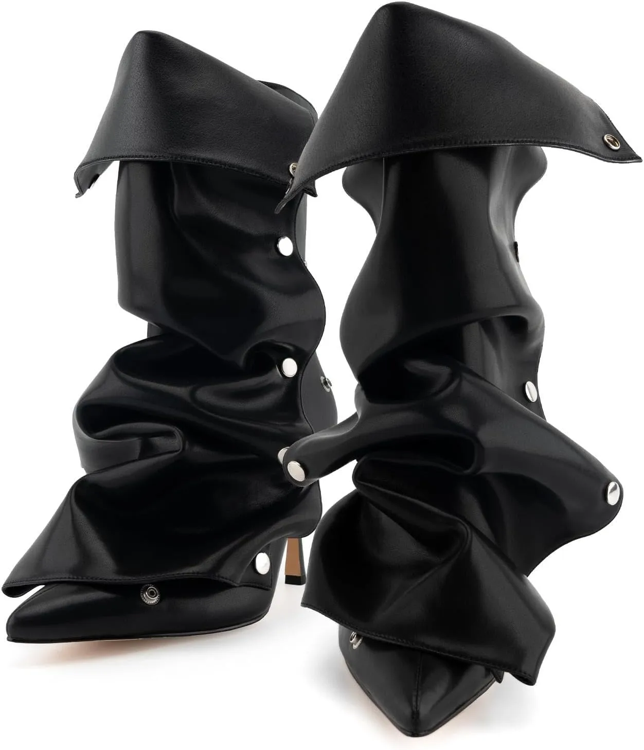 KaroNairy Womens Stiletto High Heel Ankle Boots Sexy Pointed Toe Short Bootie 3.66In Heels Boots Party Shark Boots