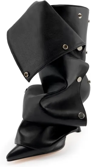 KaroNairy Womens Stiletto High Heel Ankle Boots Sexy Pointed Toe Short Bootie 3.66In Heels Boots Party Shark Boots