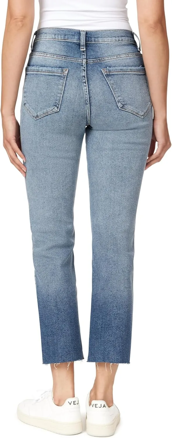 kensie Jeans Women's The Allie High-Rise Slim Straight Raw Hem 27-Inch Inseam, Sizes 0-16