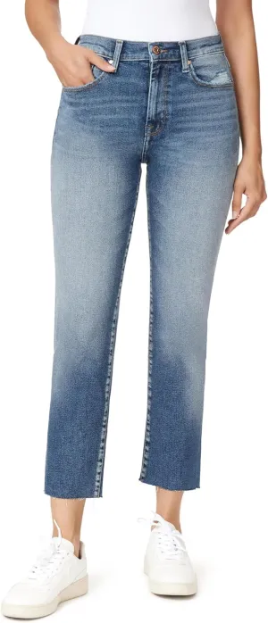 kensie Jeans Women's The Allie High-Rise Slim Straight Raw Hem 27-Inch Inseam, Sizes 0-16