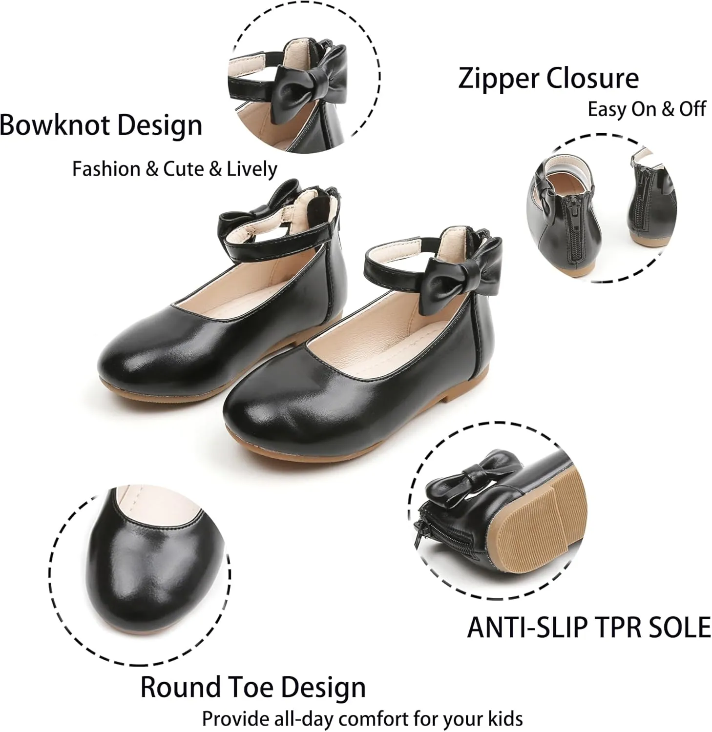 Kiderence Little Toddler Girls Dress Shoes Ballerina Ballet Flats Kids Mary Janes