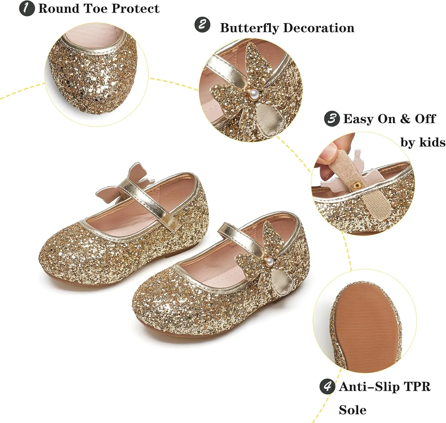 Kiderence Little Toddler Girls Dress Shoes Ballerina Ballet Flats Kids Mary Janes