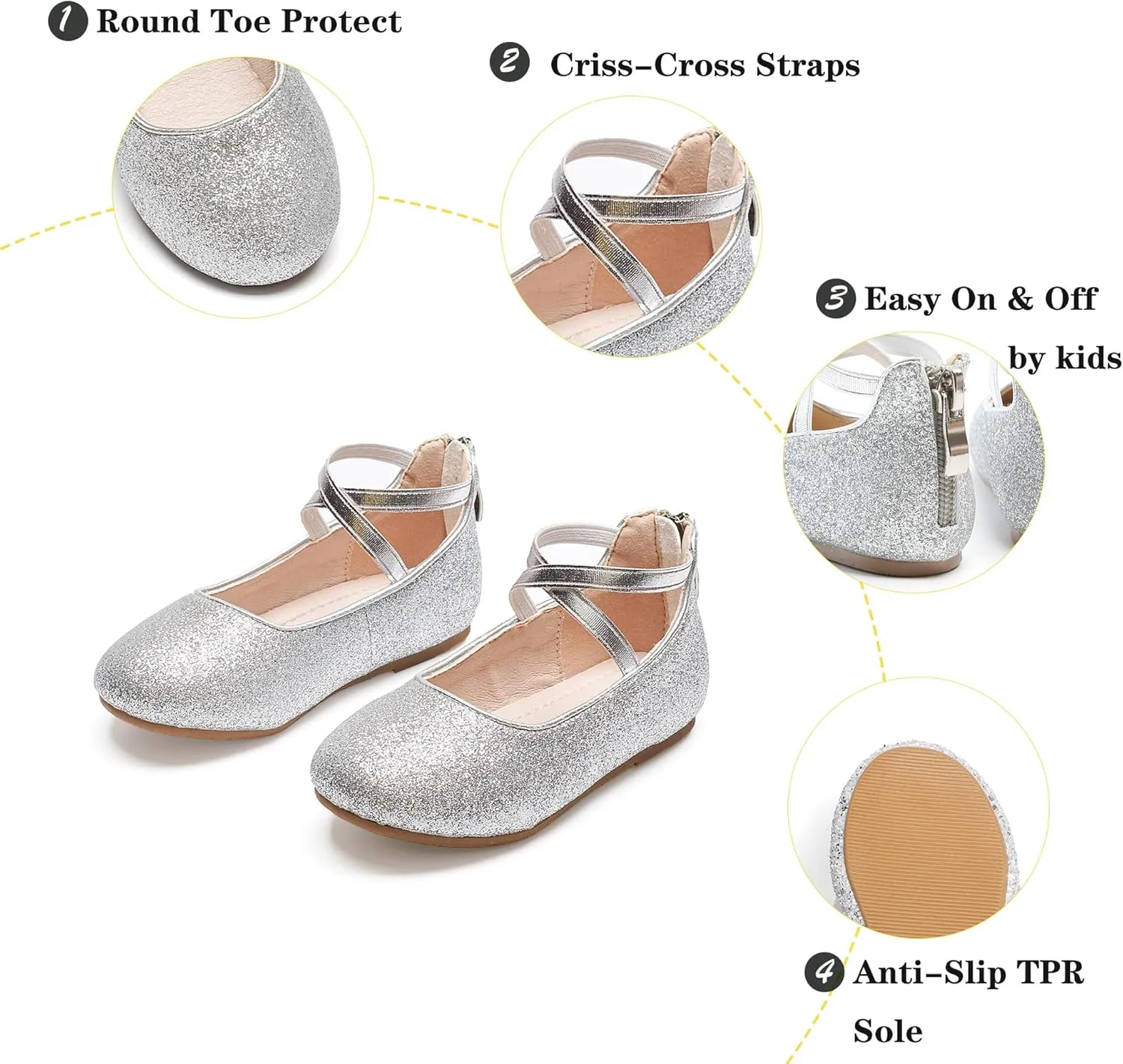 Kiderence Little Toddler Girls Dress Shoes Ballerina Ballet Flats Kids Mary Janes