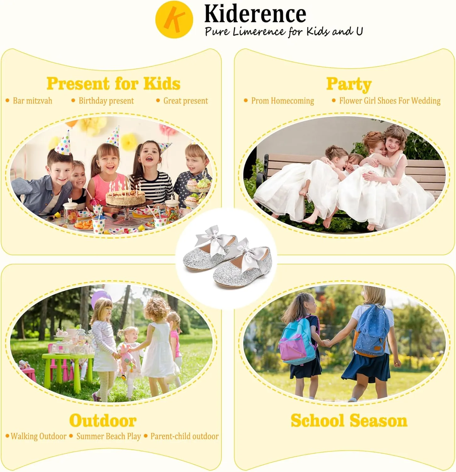 Kiderence Little Toddler Girls Dress Shoes Ballerina Ballet Flats Kids Mary Janes