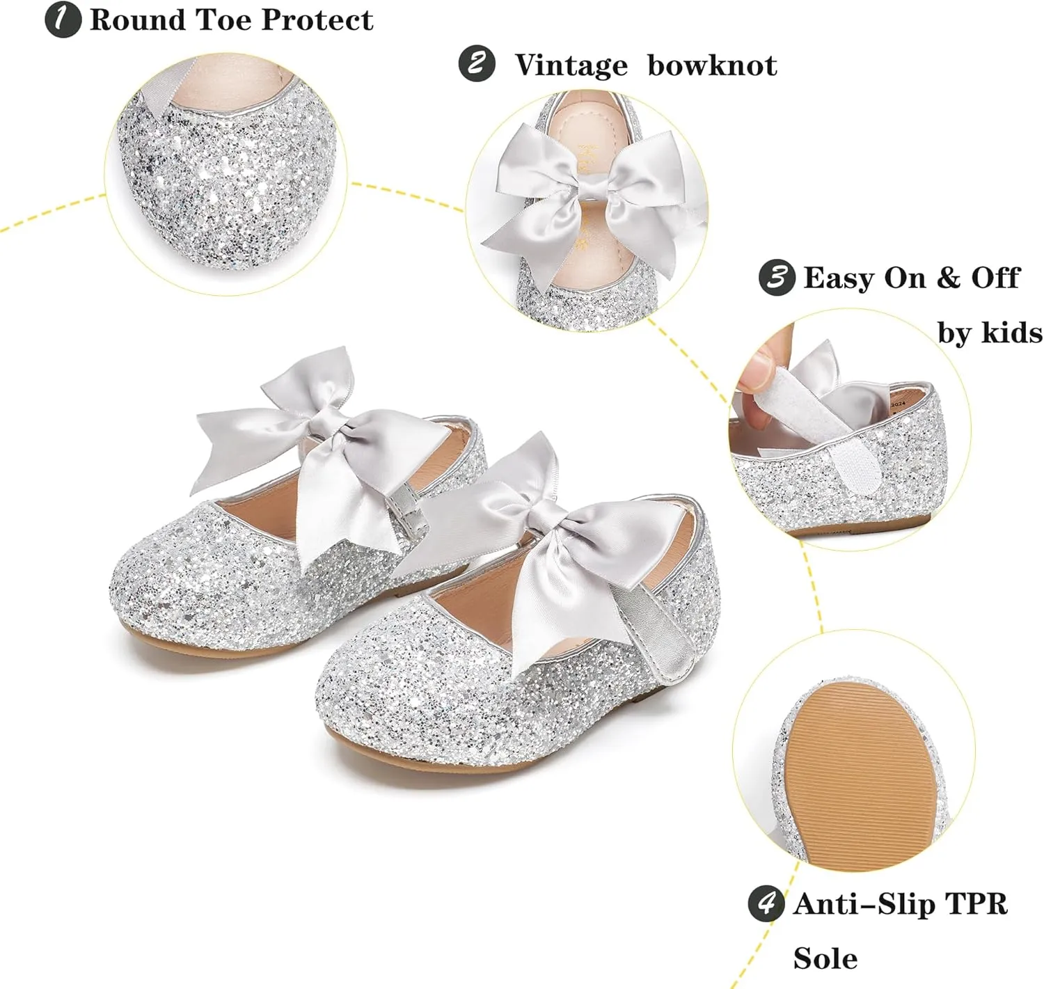 Kiderence Little Toddler Girls Dress Shoes Ballerina Ballet Flats Kids Mary Janes