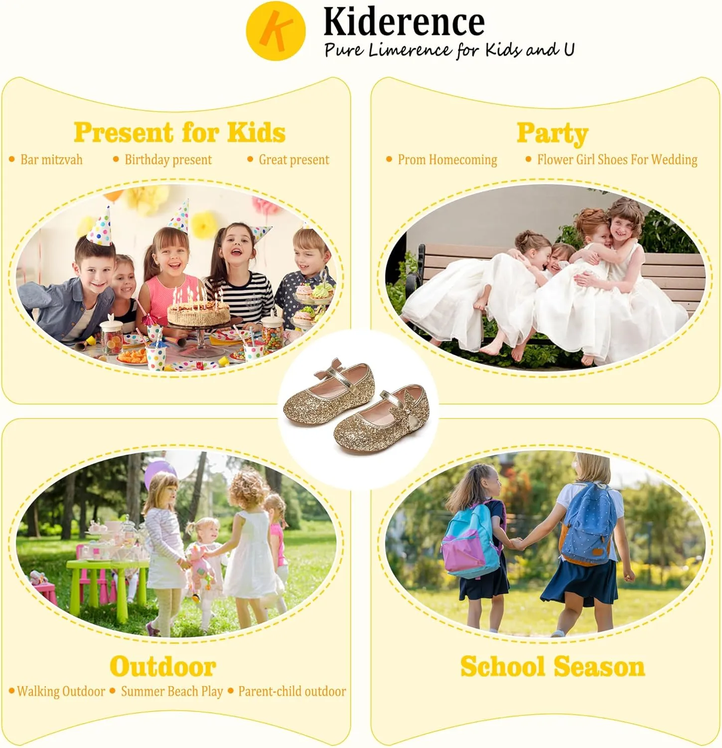 Kiderence Little Toddler Girls Dress Shoes Ballerina Ballet Flats Kids Mary Janes