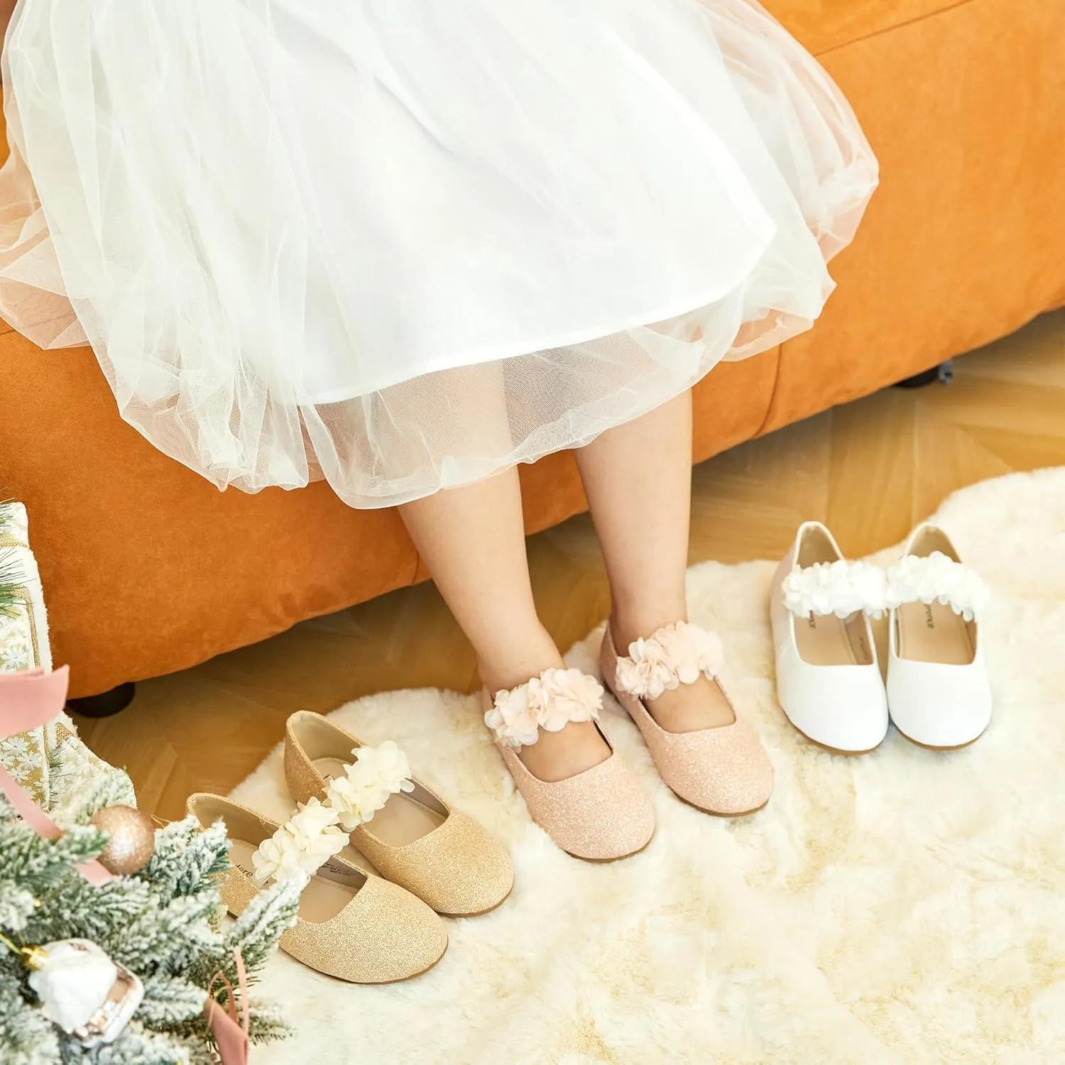 Kiderence Little Toddler Girls Dress Shoes Ballerina Ballet Flats Kids Mary Janes