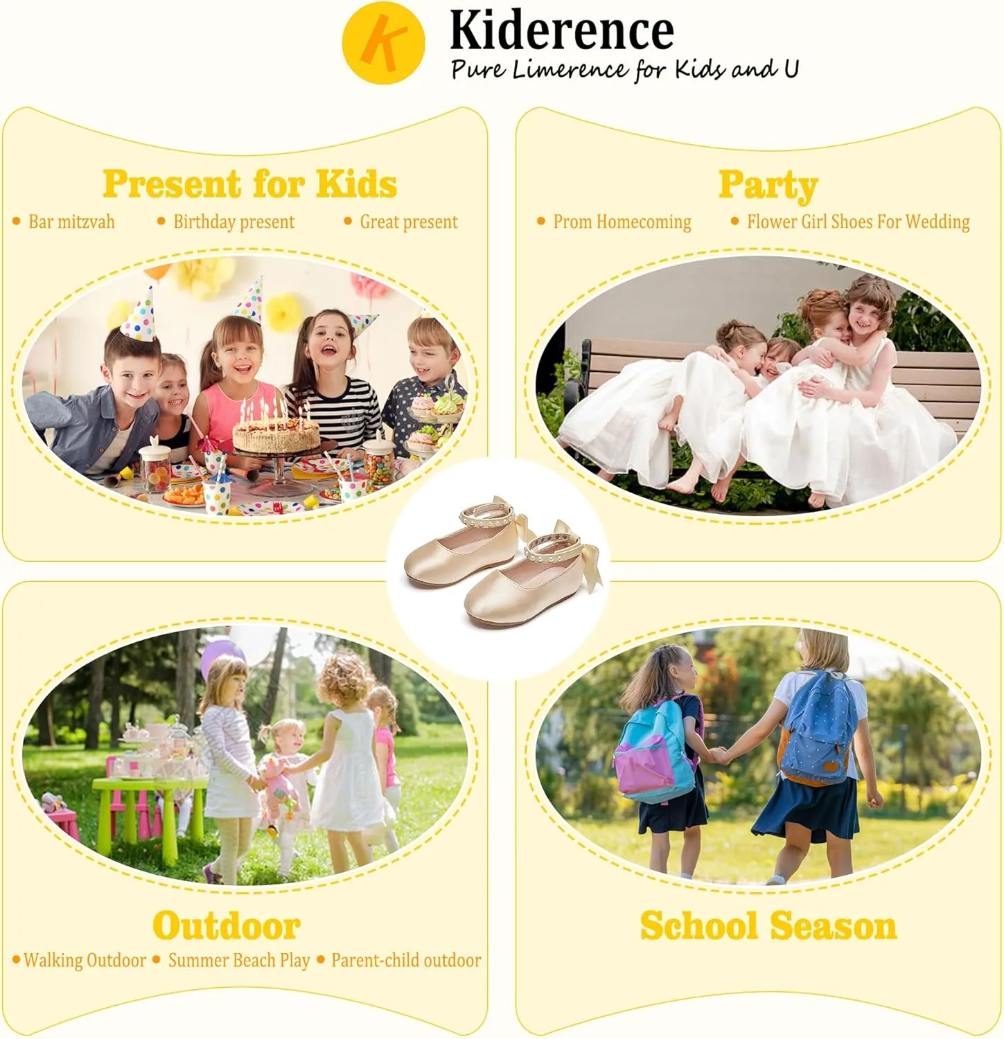 Kiderence Little Toddler Girls Dress Shoes Ballerina Ballet Flats Kids Mary Janes