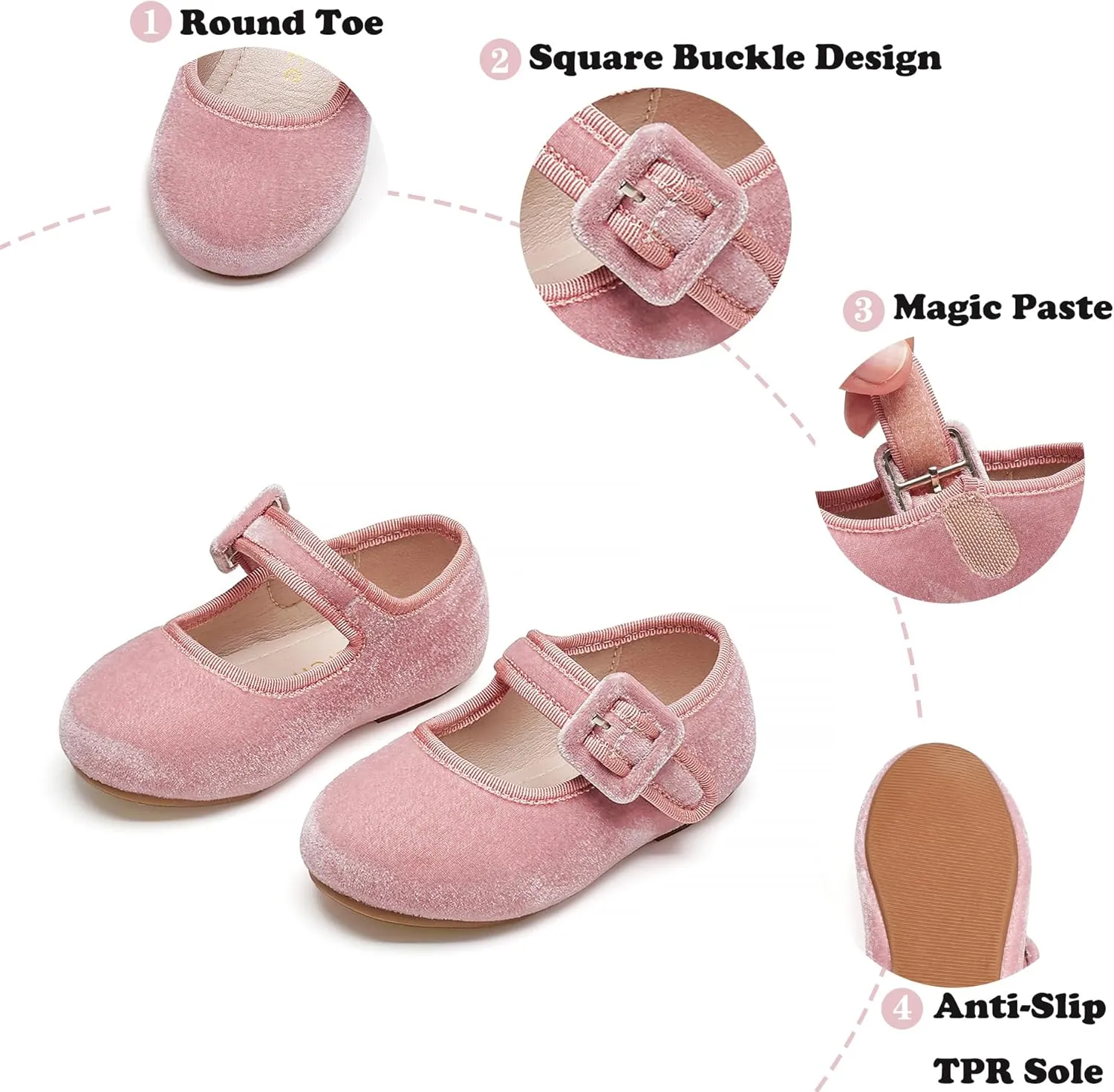 Kiderence Toddler Girls Dress Shoes Little Kids Mary Janes Ballet Flats Toddler