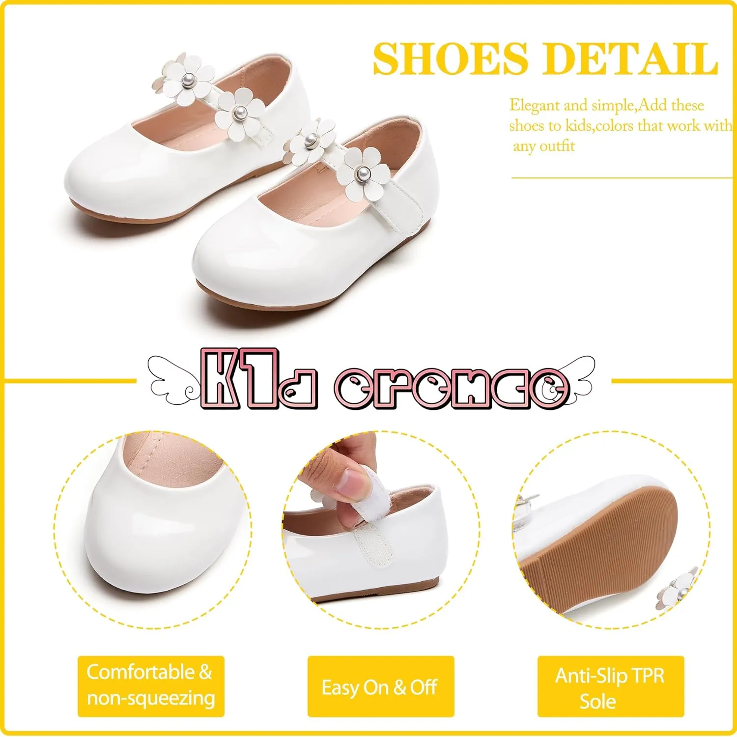 Kiderence Toddler Girls Dress Shoes Little Kids Mary Janes Ballet Flats Toddler