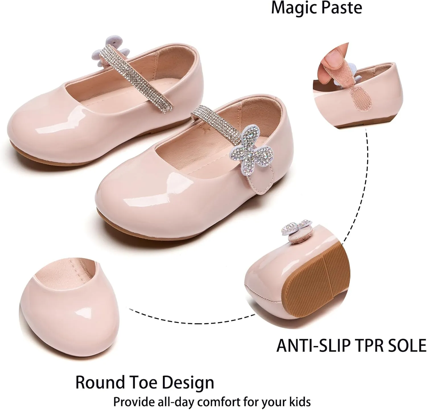 Kiderence Toddler Girls Dress Shoes Little Kids Mary Janes Ballet Flats Toddler