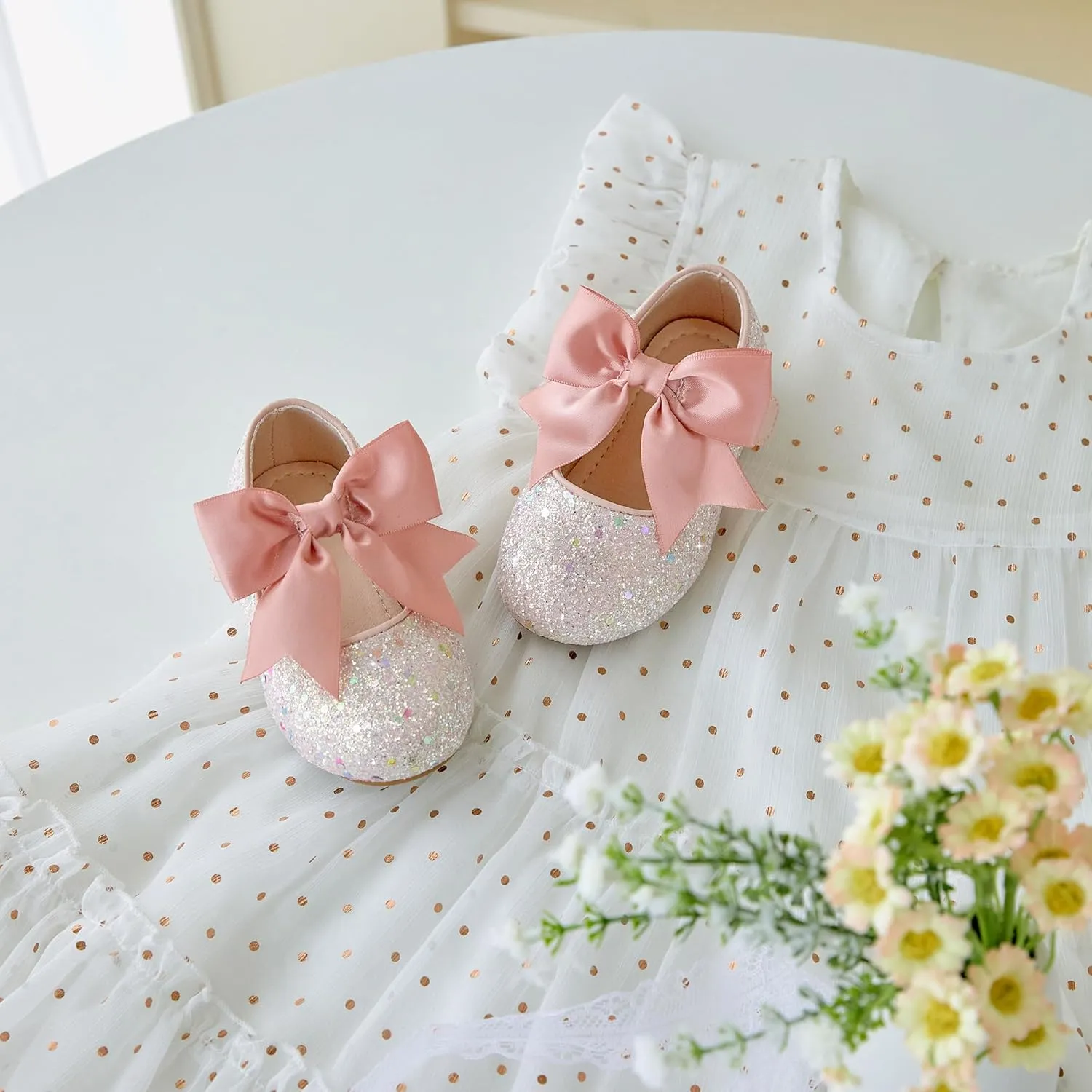 Kiderence Toddler Girls Dress Shoes Little Kids Mary Janes Ballet Flats Toddler