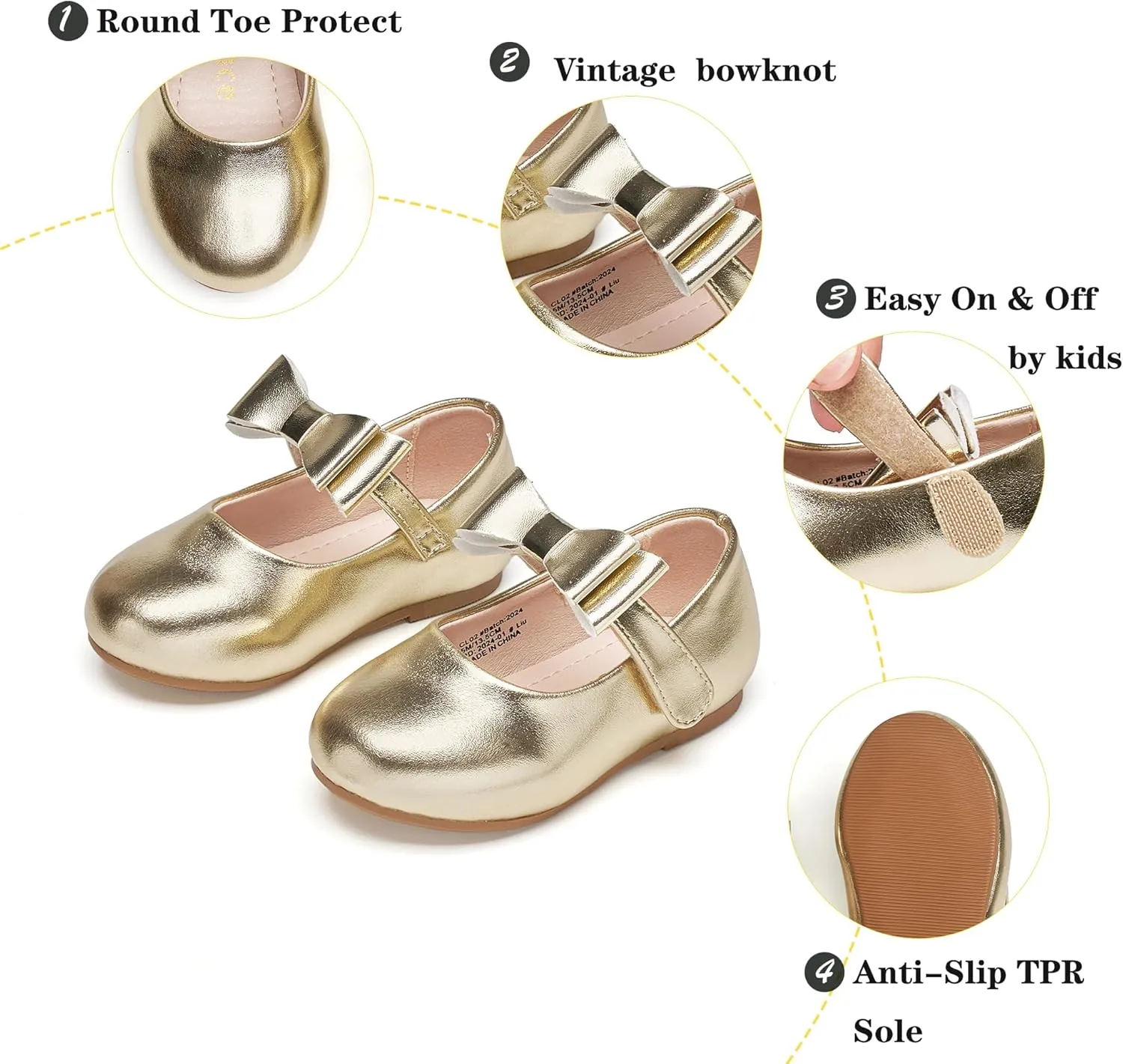 Kiderence Toddler Girls Dress Shoes Little Kids Mary Janes Ballet Flats Toddler
