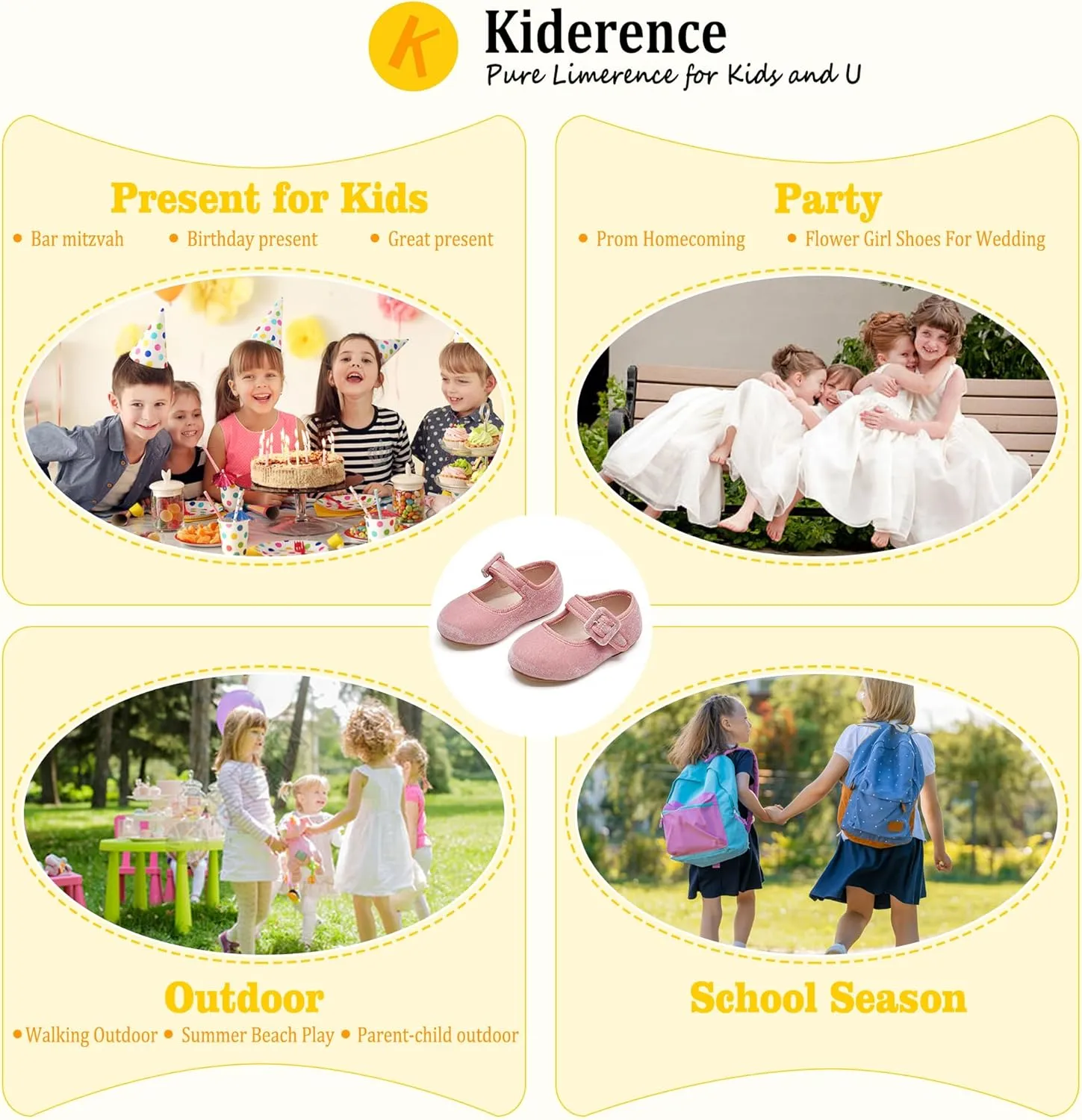 Kiderence Toddler Girls Dress Shoes Little Kids Mary Janes Ballet Flats Toddler