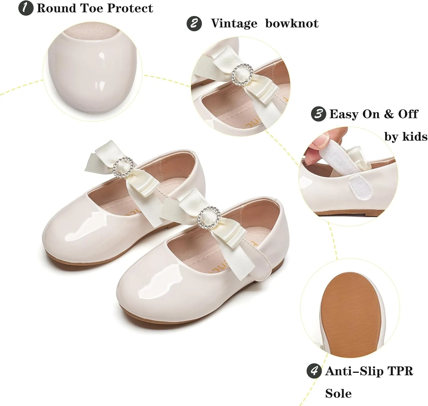 Kiderence Toddler Girls Dress Shoes Little Kids Mary Janes Ballet Flats Toddler
